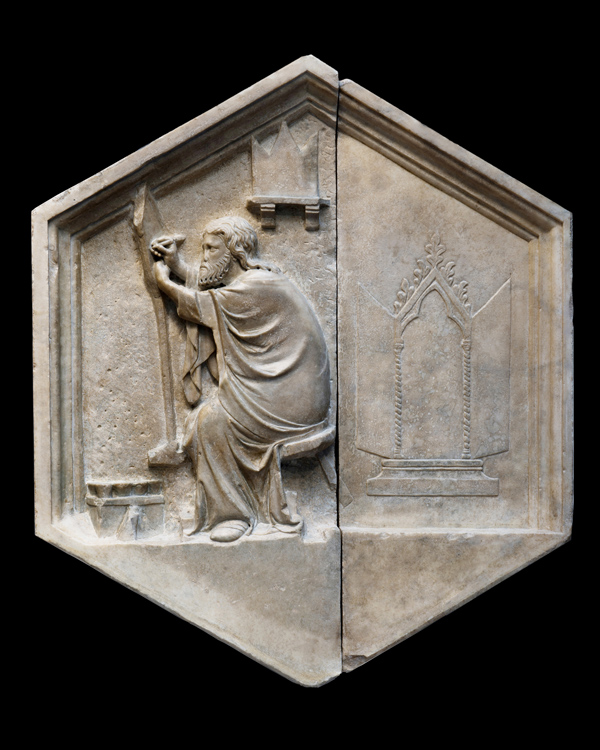 Andrea Pisano, Apelle o la pittura (1340 circa), marmo. Firenze, Museo dell’Opera del Duomo (Antonio Quattrone).